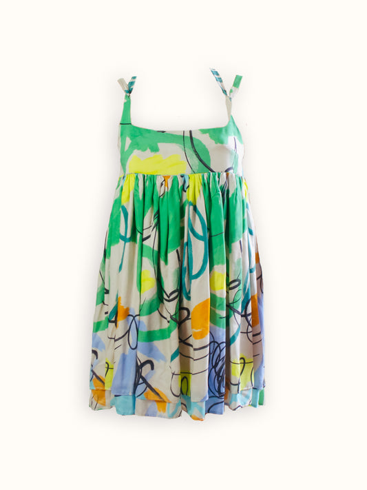 Odile Babydoll Dress | Paint Brush Print